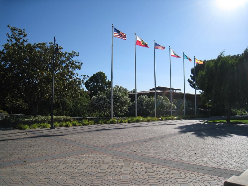 Flagpoles on the plaza outside Santa Clara City Hall