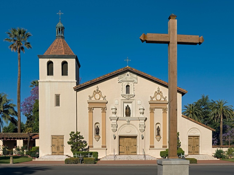 The facade of Mission Santa Clara de Asís